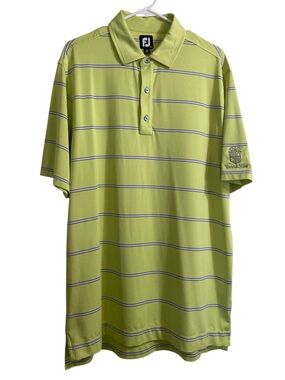 FootJoy FJ Polo Shirt Men's Size L Large Lime Green Striped Golf